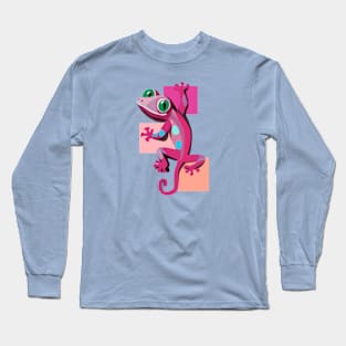 Pink Gecko With Green Eyes Long Sleeve T-Shirt